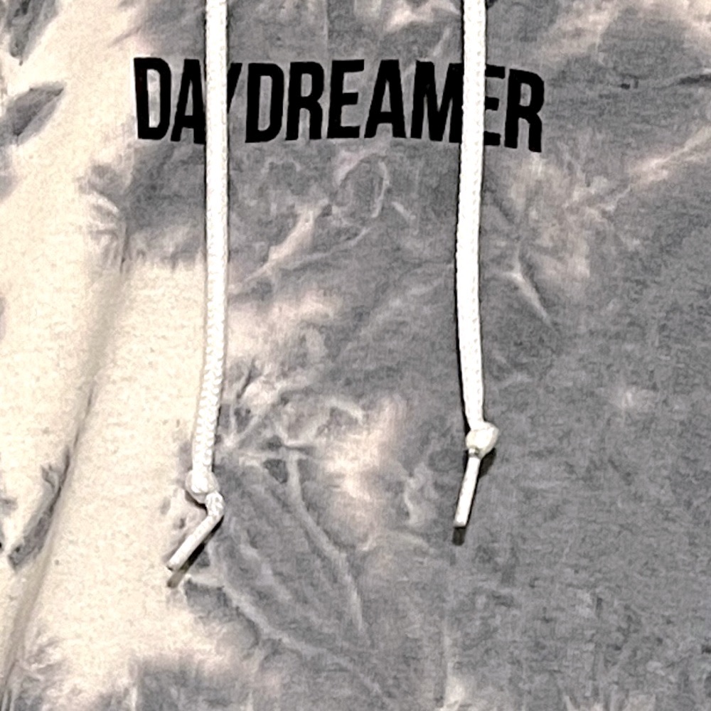 Bowery Supply Co. Tie Dye DAYDREAMER Hooded Gray White Sweatshirt Hoodie - Picture 7 of 11